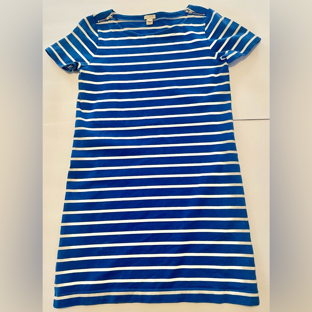 J. Crew Blue and White Striped Dress